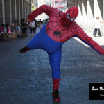 Spiderman gordo por fotógrafo en Madrid